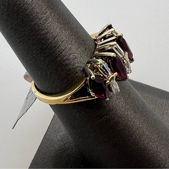 14k Yellow Gold Diamond & Ruby Ring - Picture 2 of 7